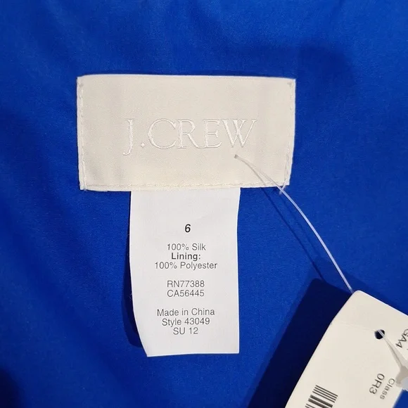 J. CREW Blue Silk Evie Dress NWT